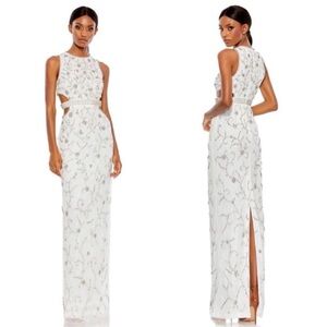 Mac Duggal 10873 High Neck Sleeveless Prom Dress White size 4 NWT rhinestones